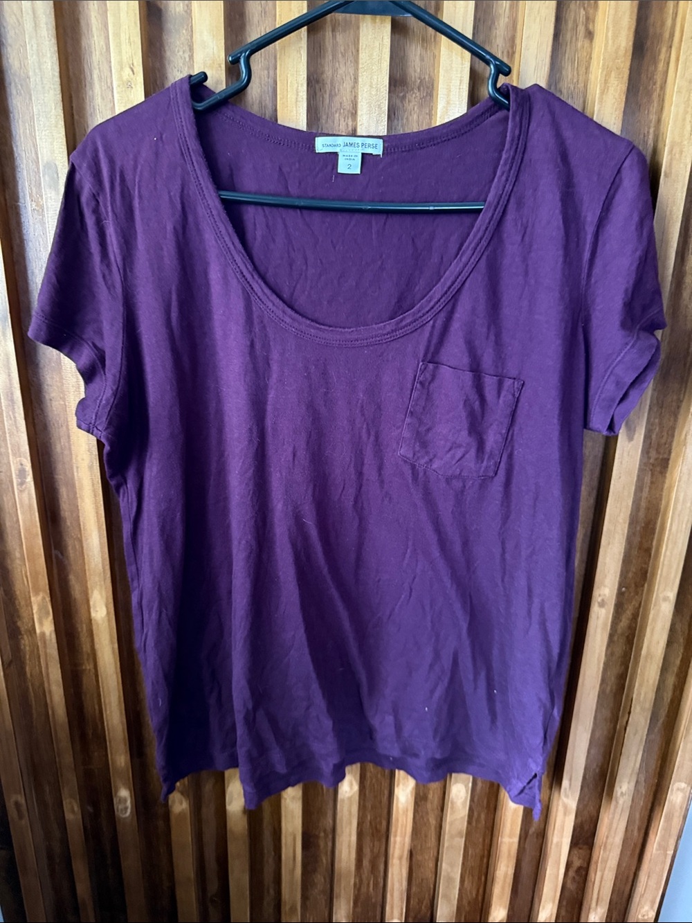 James Perse 100% cotton Scoop Pocket Front Tee. Size 2/ L